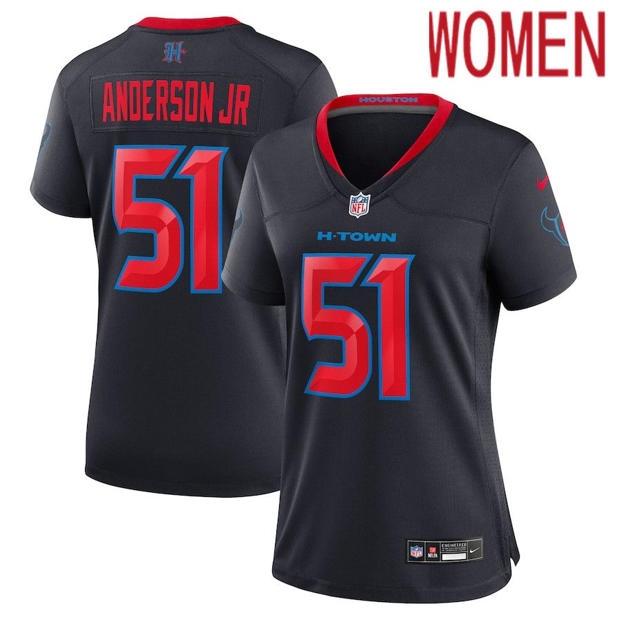 Women Houston Texans #51 Will Anderson Jr. Nike Navy 2nd Alternate Game NFL Jersey